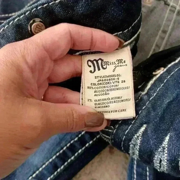 Miss Me Jeans Womens Dark Wash Low Rise Modelo Jeans 28 - Picture 10 of 15